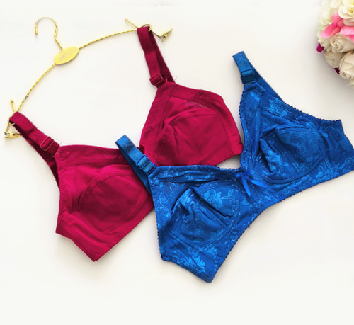 سوتین بدون فنر طرح گل ریز مارک ژوبین کربنی و زرشکی