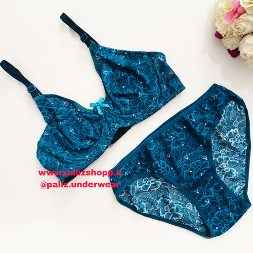 شورت و سوتین گیپوری فنردار زنانه مدل آبرنگی مارک ژوبین رنگ کله غازی