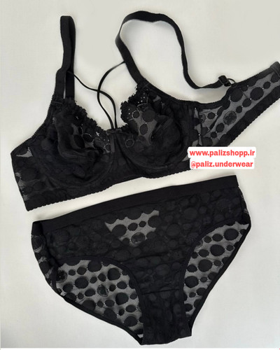 ست شورت و سوتین فانتزی گیپوری مشکی هارنس دار