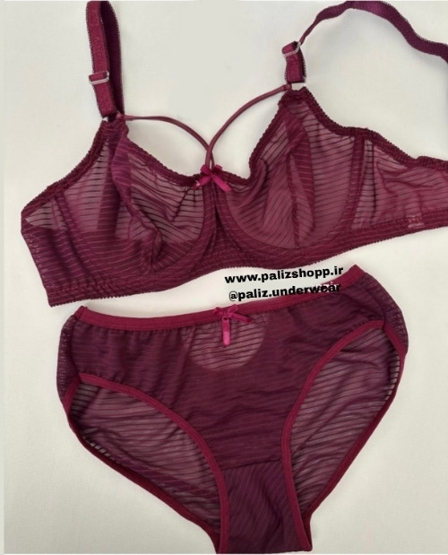 ست فانتزی توری و گیپوری زنانه رنگ زرشکی