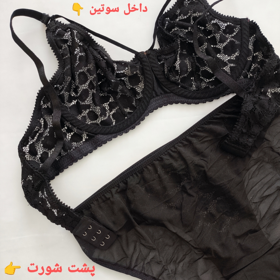 ست شورت و سوتین توری مشکی