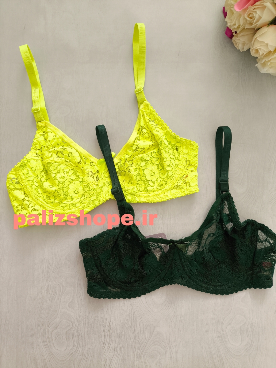 سوتین تک گیپوری فنردار رنگ یشمی و فسفری