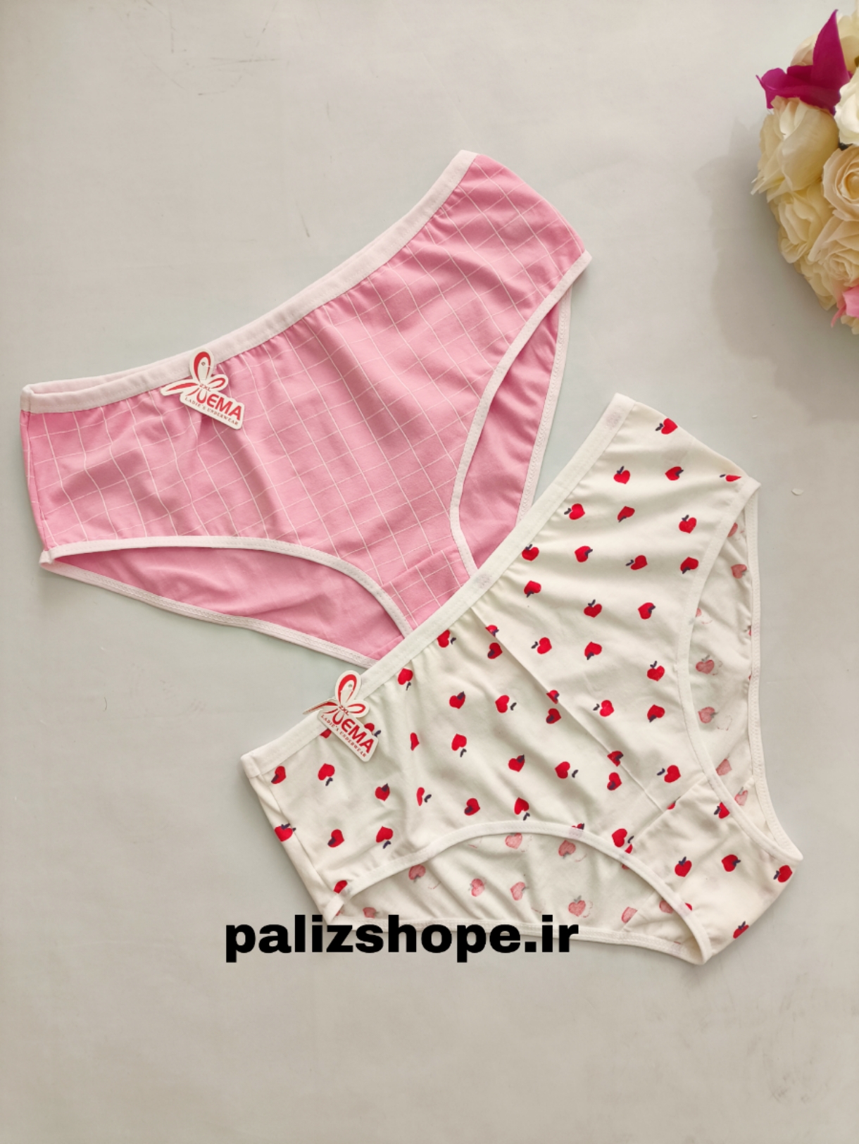 پک دو عددی شورت نخی طرحدار زنانه مدل اسلیپ مارک ema سایز دوایکس لارج مناسب سایز 46-48