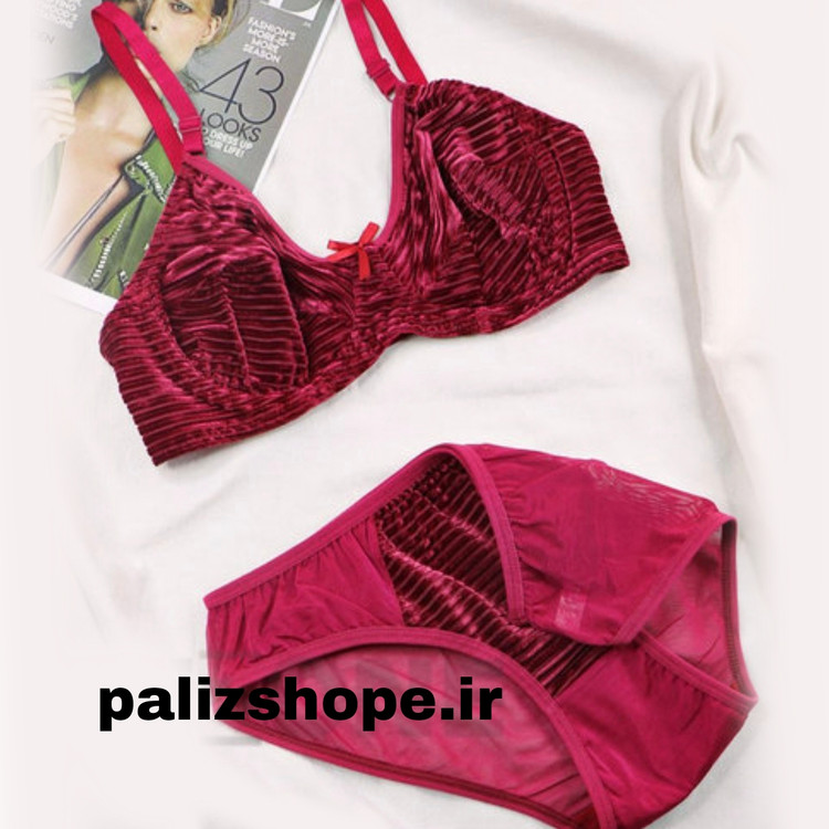 ست شورت و سوتین فانتزی مخمل کبریتی