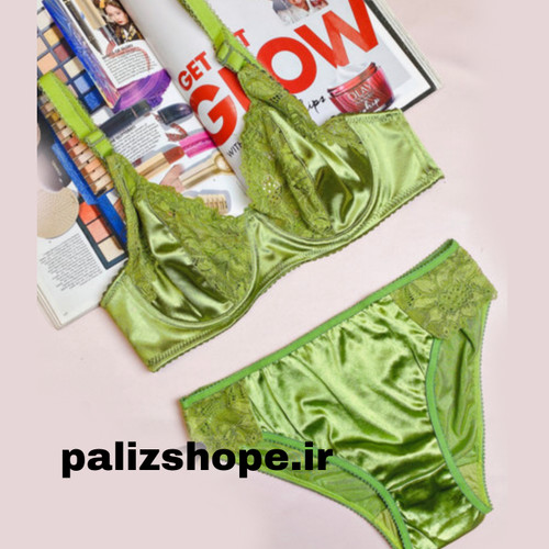 ست لباس زیر فانتزی زنانه شورت و سوتین پرلون ساتن و گیپور ارومیه