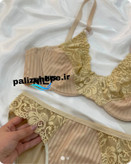 خرید ست لباس زیر حریر کشی رنگ کرم از فروشگاه پالیز شاپ